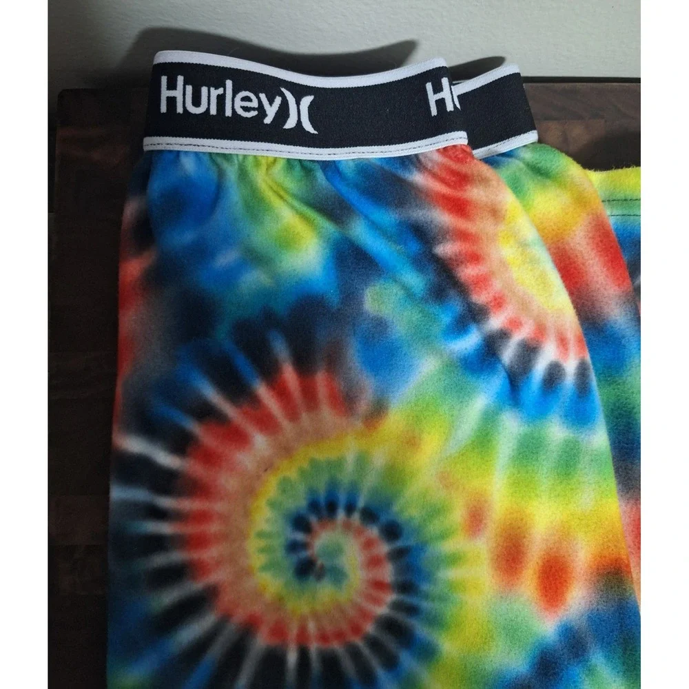 Hurley Boys Pajama Pants Fleece Tie Dye Rainbow Plush Sleep Pants Size 10